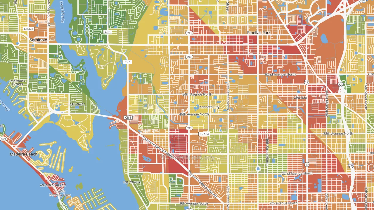 33709, FL Map of Theft Rates