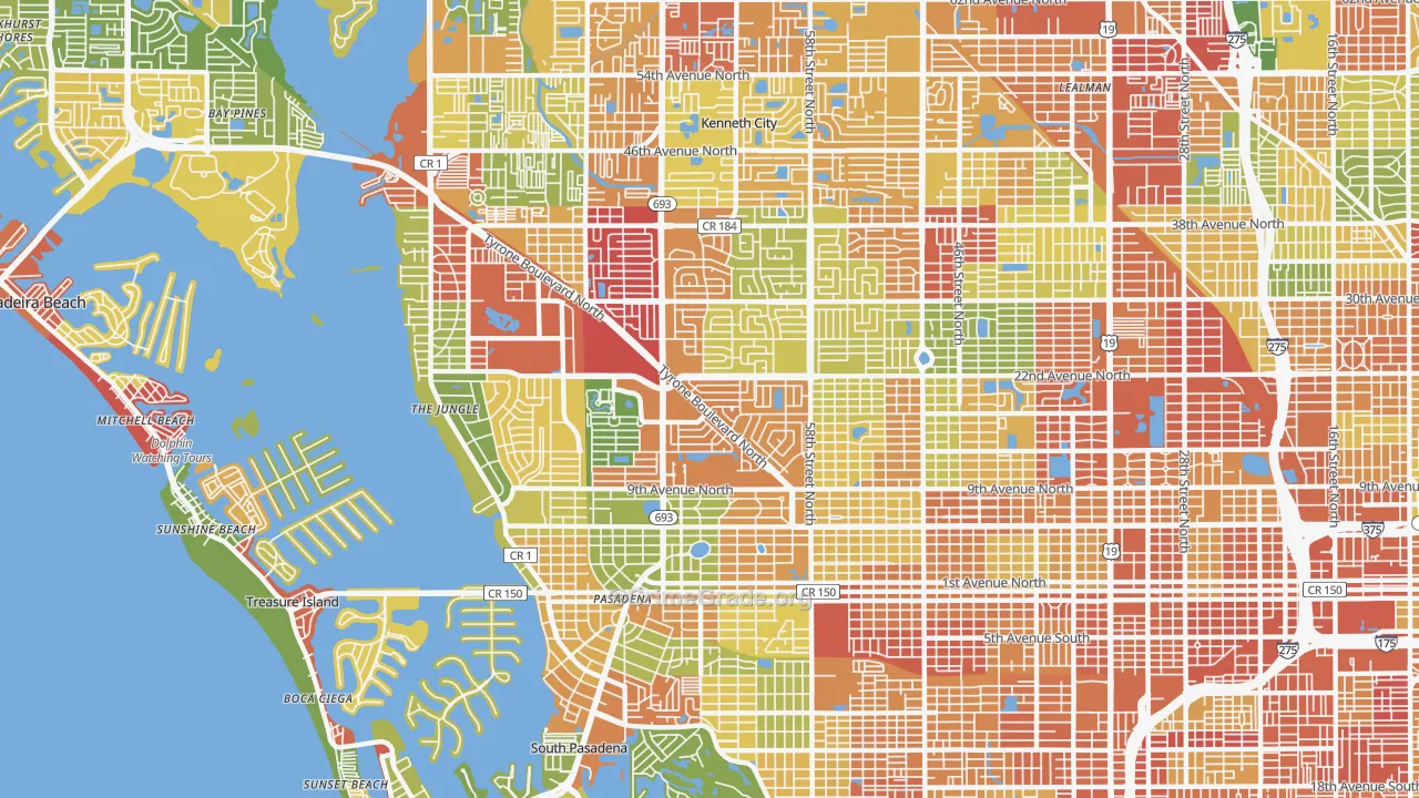 33710, FL Map of Theft Rates
