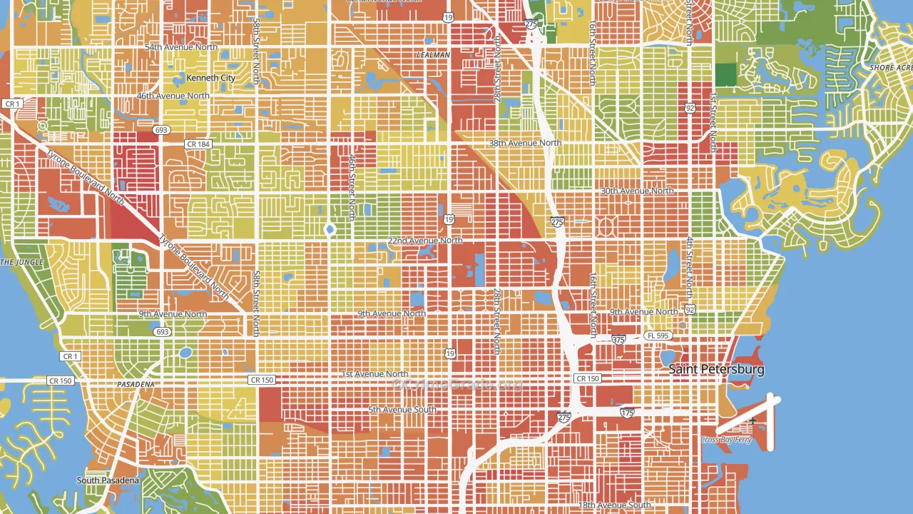 33713, FL Map of Theft Rates