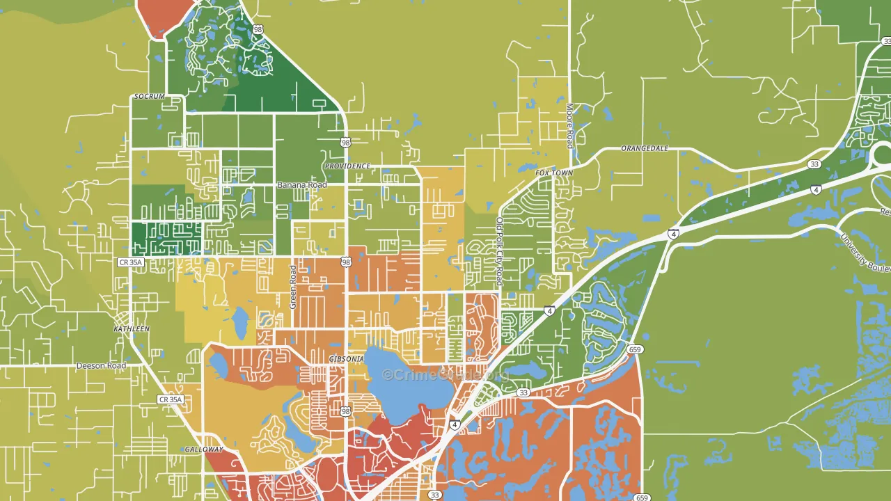 33809, FL Map of Theft Rates