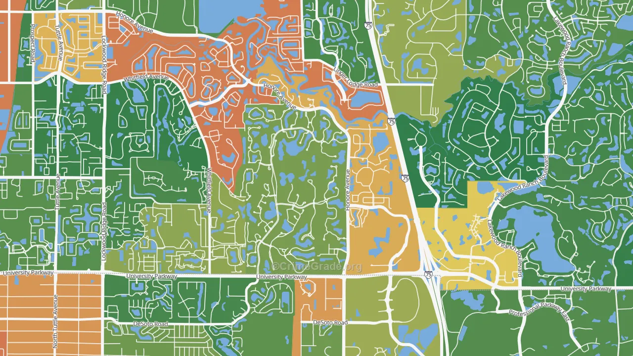 34201, FL Map of Theft Rates