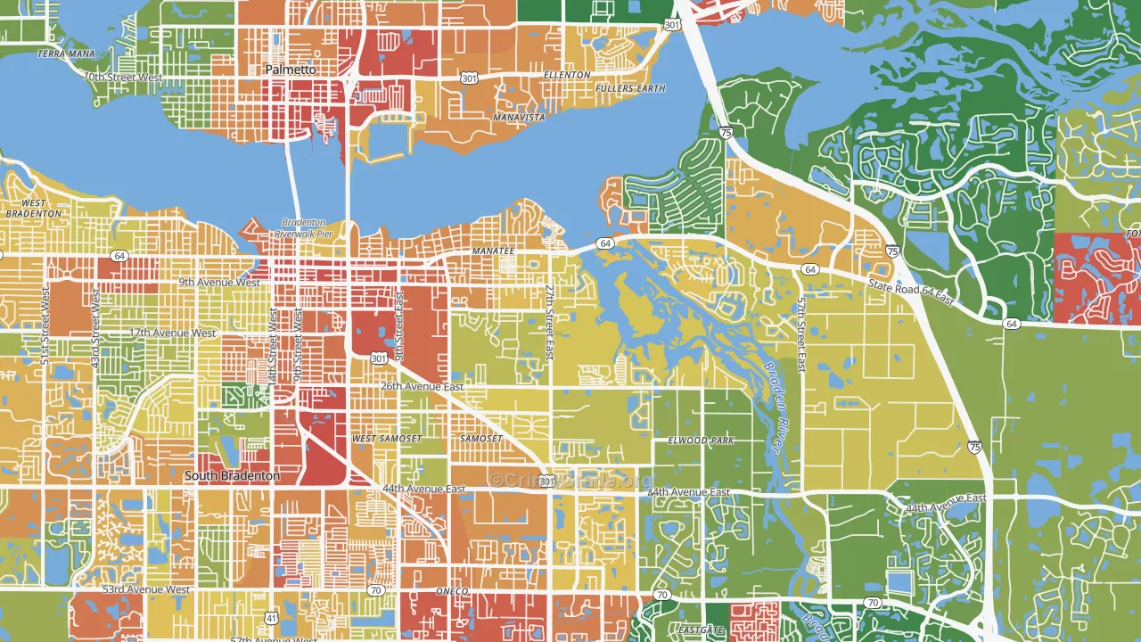 34208, FL Map of Theft Rates