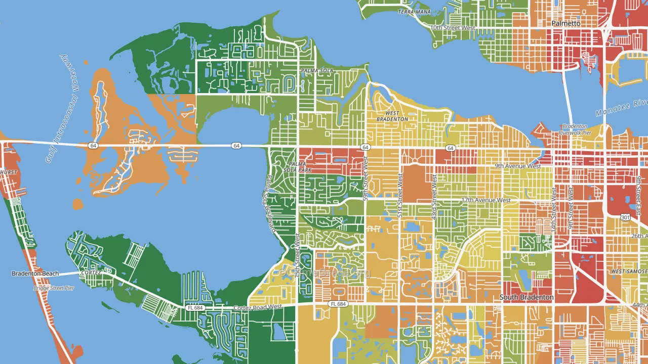 34209, FL Map of Theft Rates