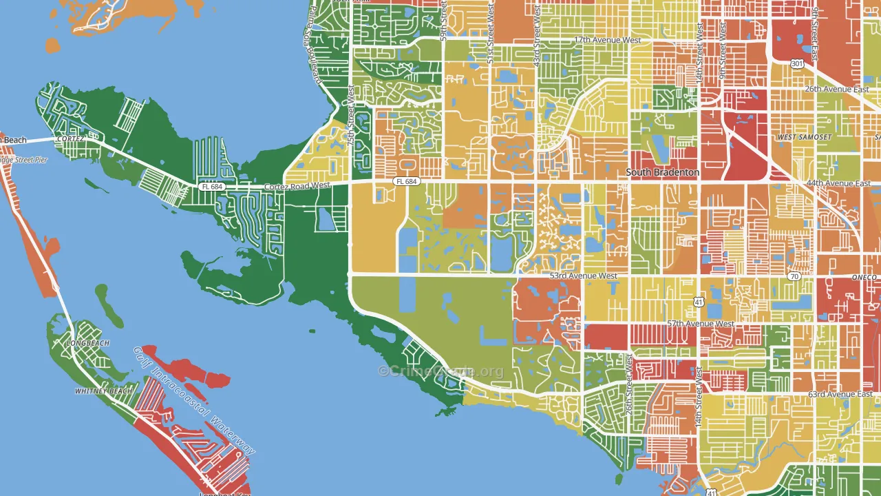 34210, FL Map of Theft Rates