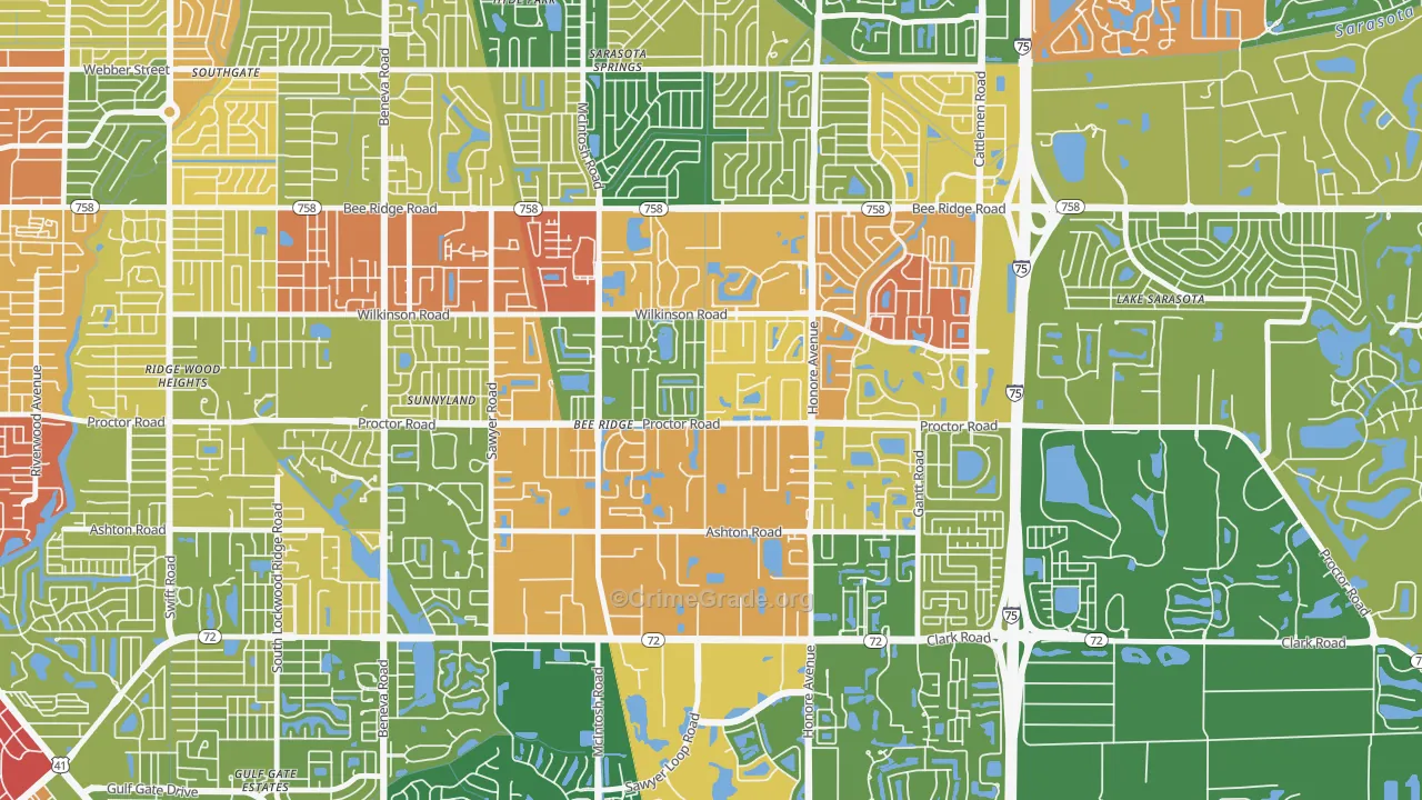 34233, FL Map of Theft Rates