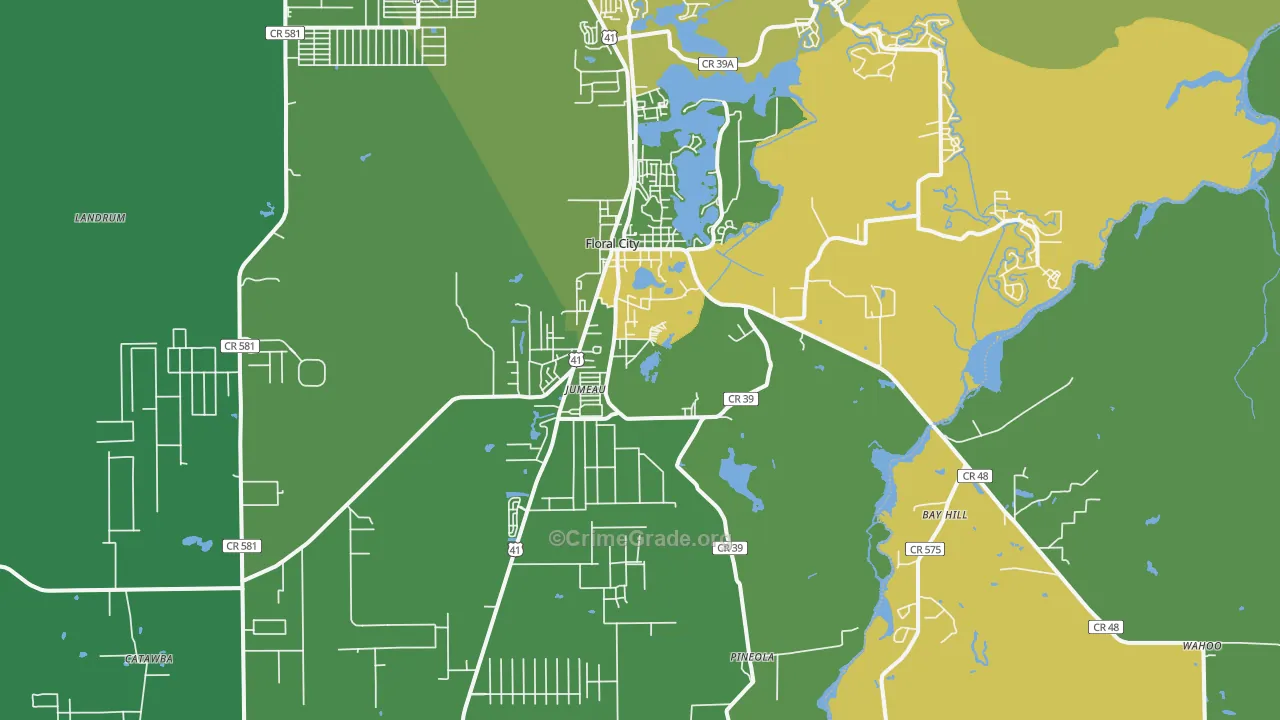 34436, FL Map of Theft Rates