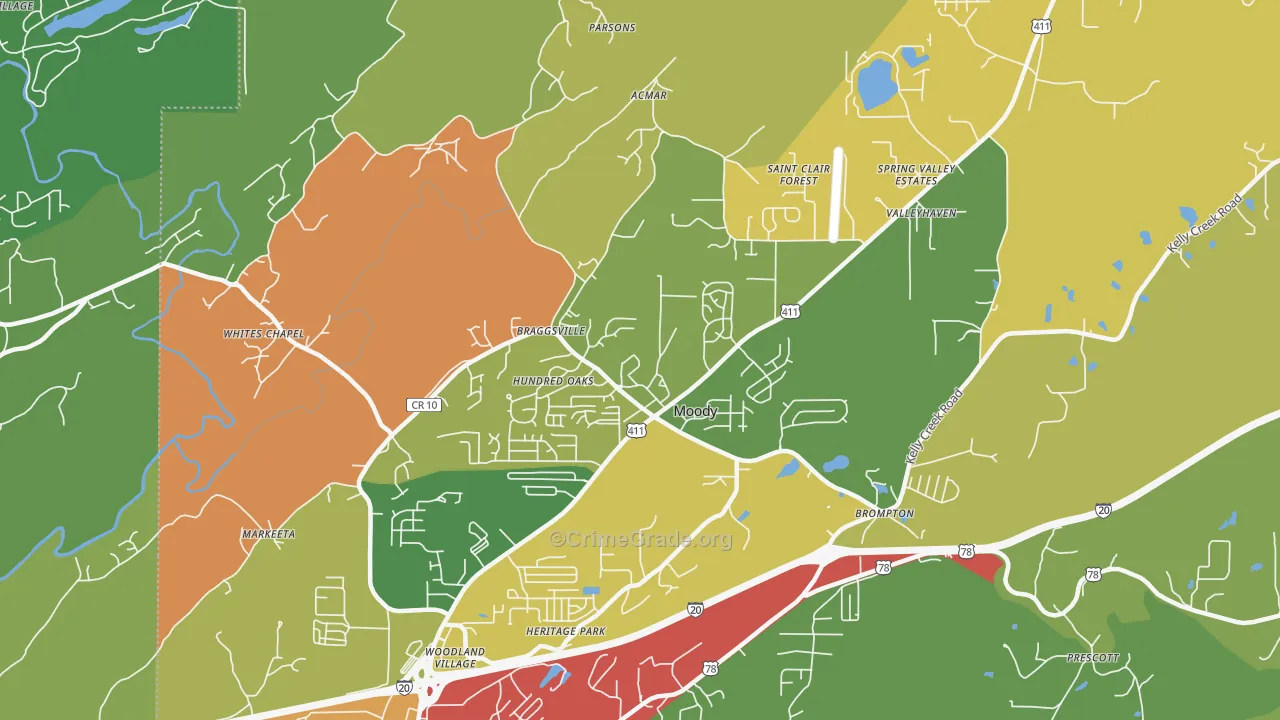 35004, AL Map of Theft Rates
