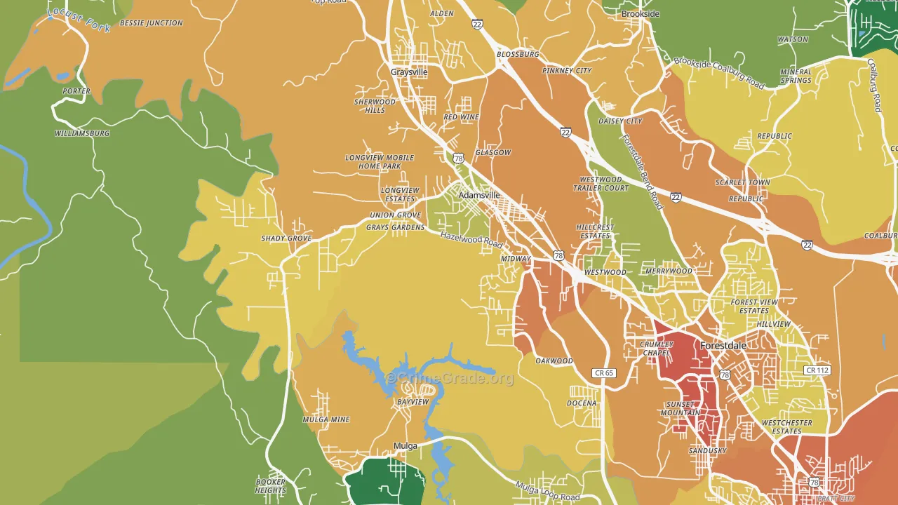 35005, AL Map of Theft Rates