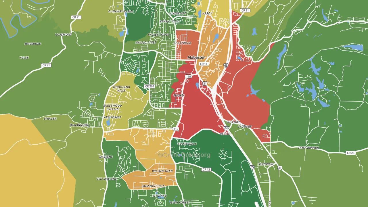 35007, AL Map of Theft Rates