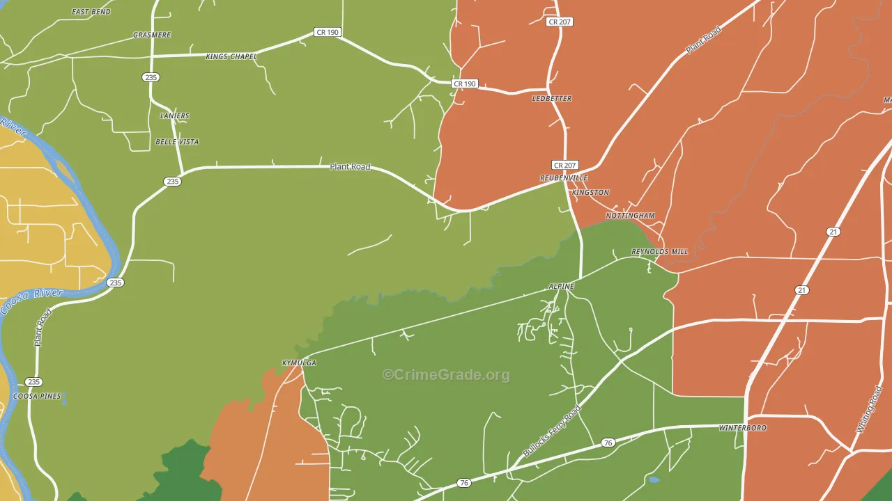35014, AL Map of Theft Rates