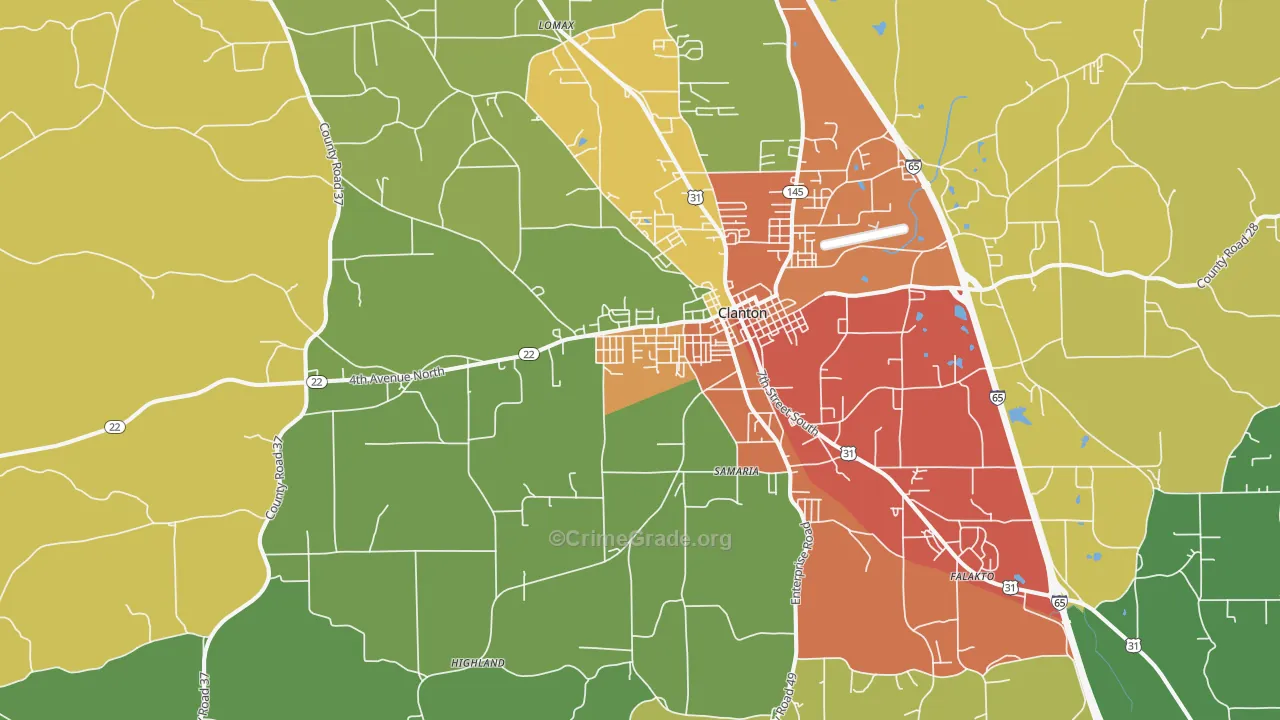 35045, AL Map of Theft Rates