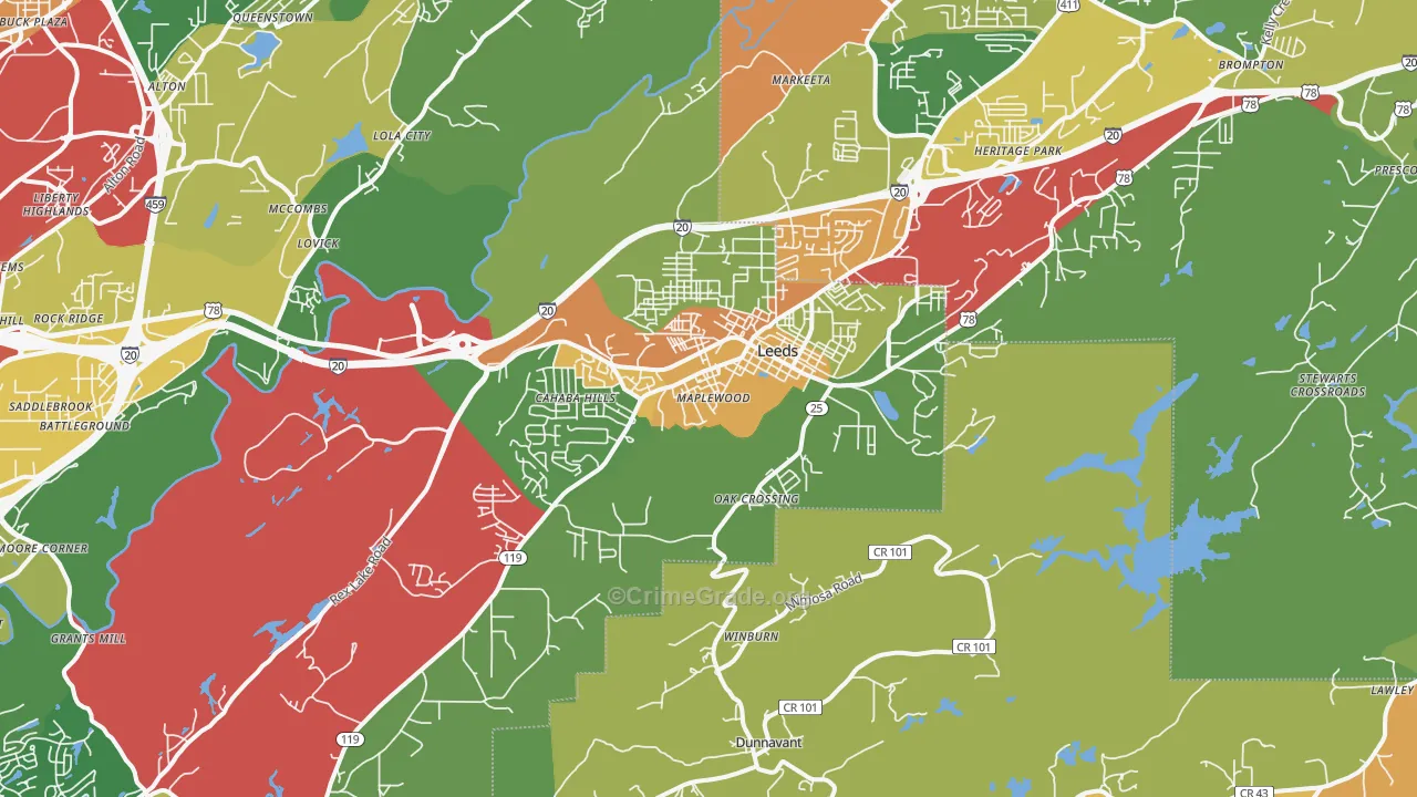 35094, AL Map of Theft Rates