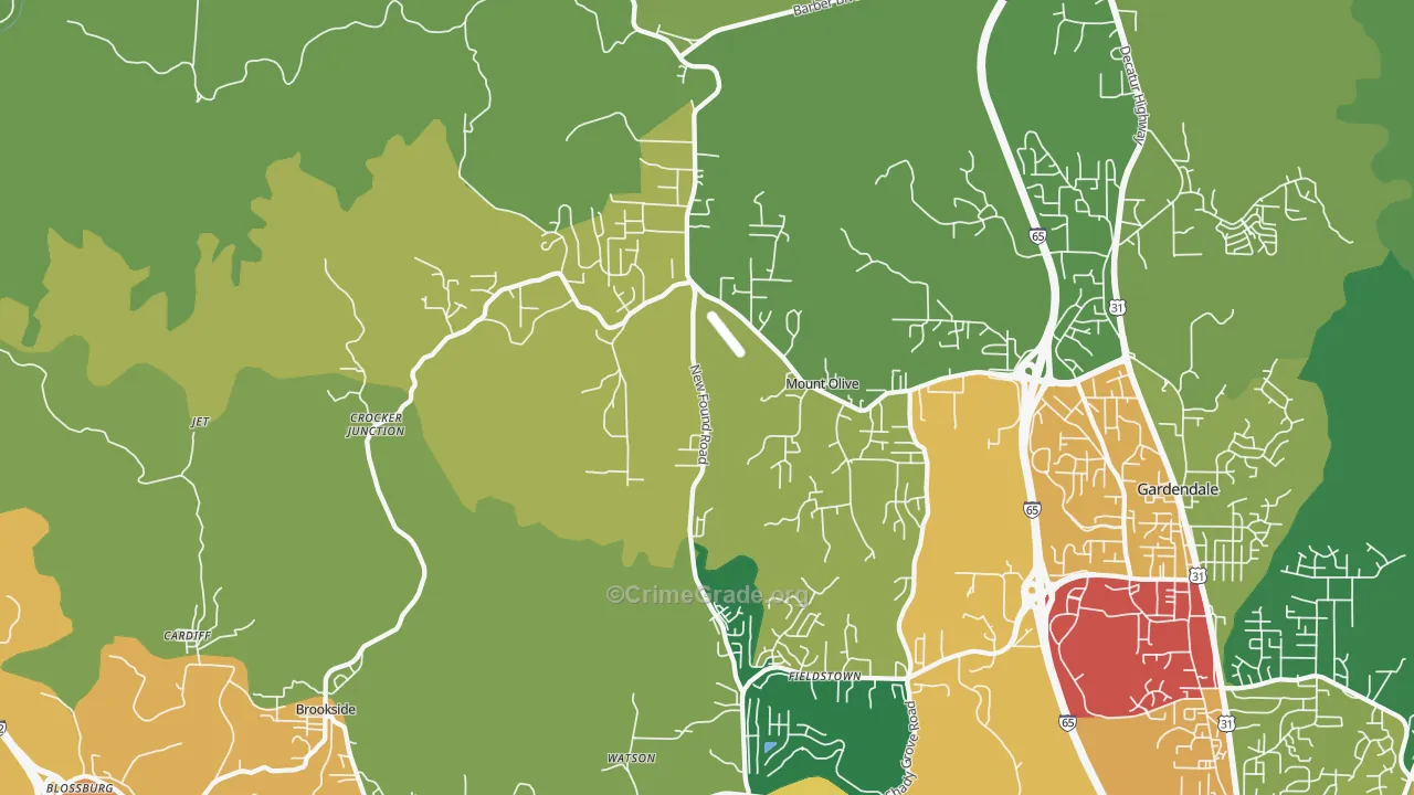 35117, AL Map of Theft Rates
