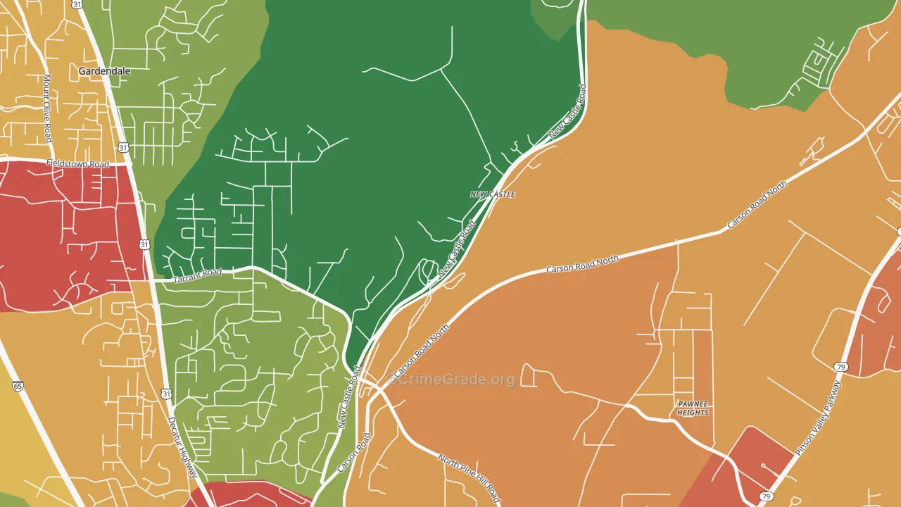35119, AL Map of Theft Rates