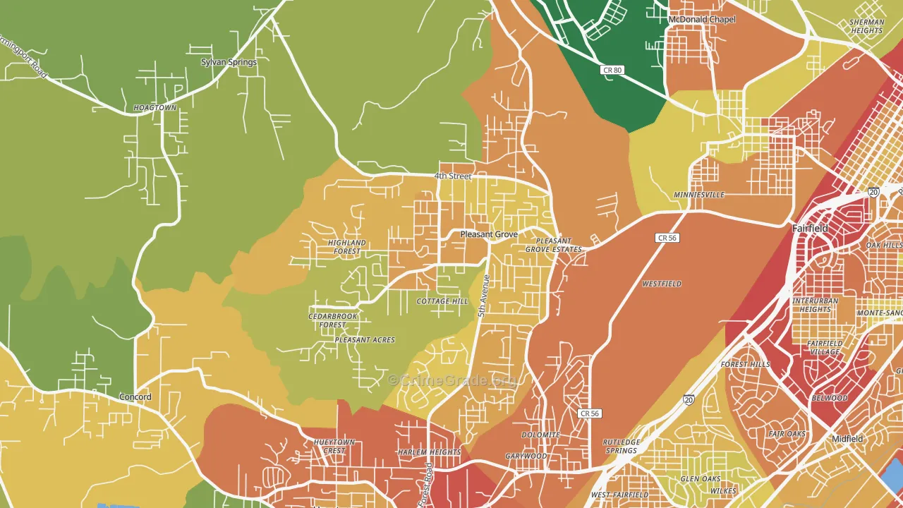 35127, AL Map of Theft Rates