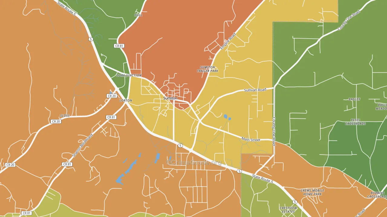 35148, AL Map of Theft Rates