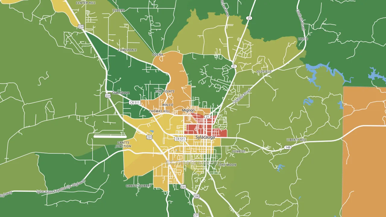 35150, AL Map of Theft Rates