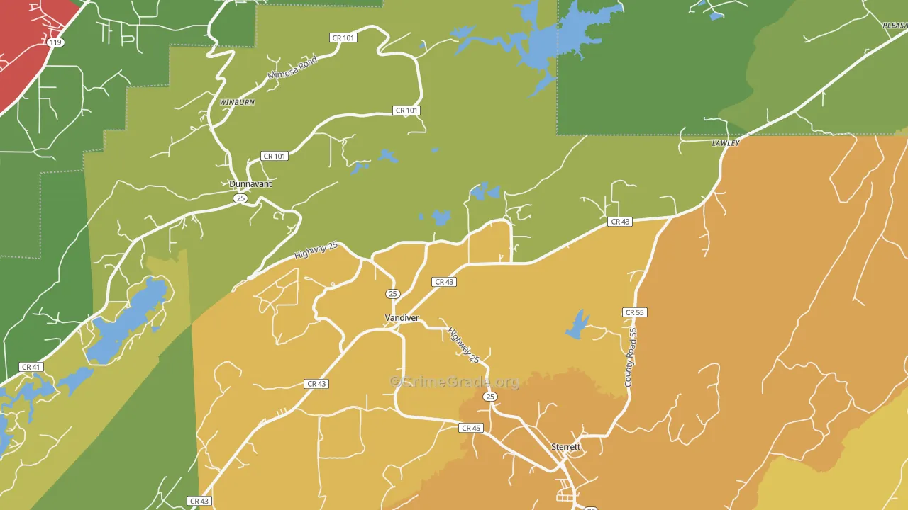 35176, AL Map of Theft Rates