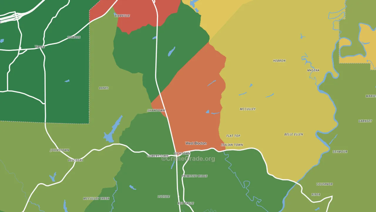 35184, AL Map of Theft Rates