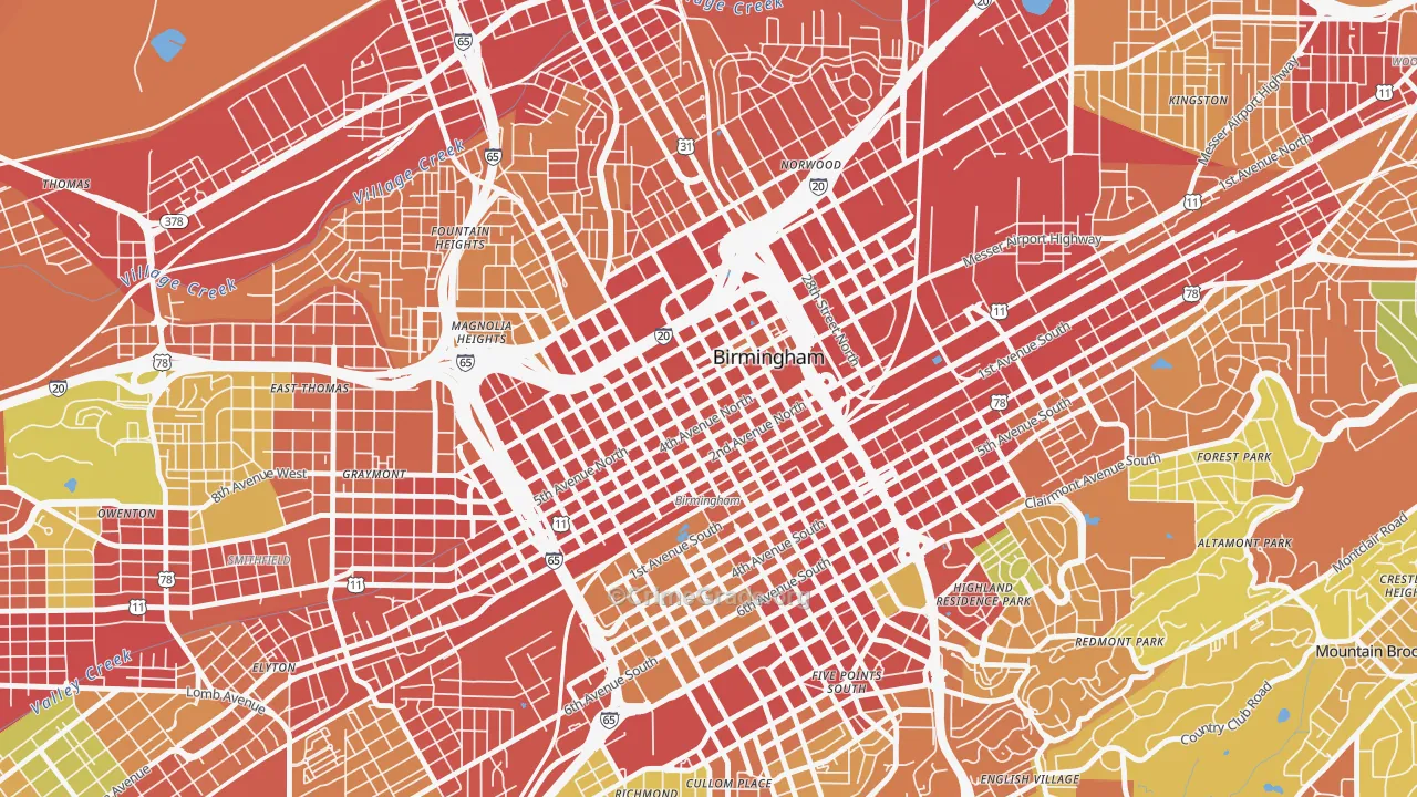 35203, AL Map of Theft Rates