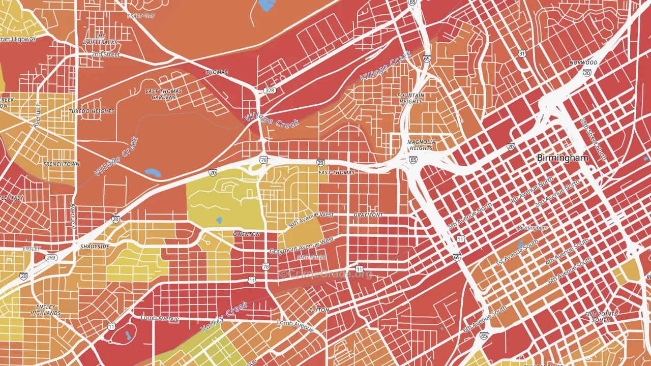 35204, AL Map of Theft Rates