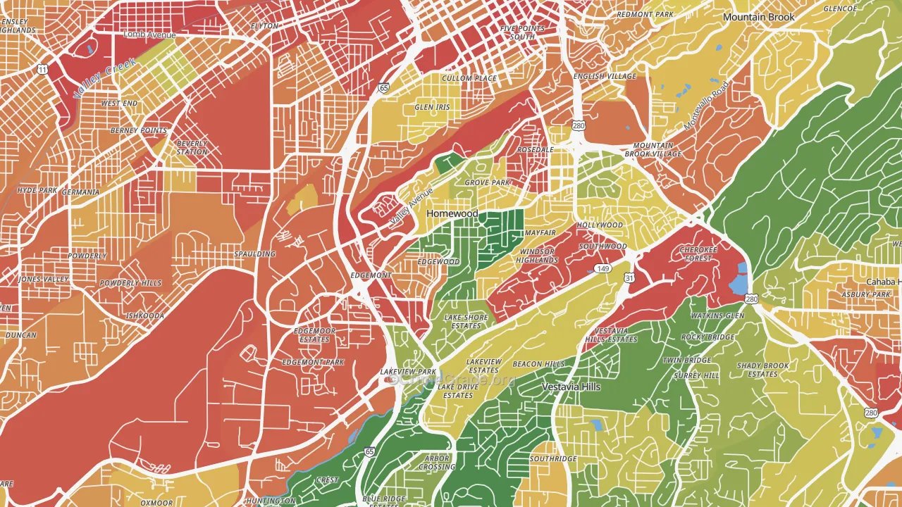 35209, AL Map of Theft Rates