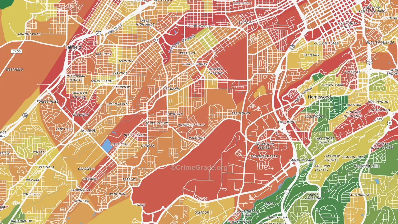 35211, AL Map of Theft Rates