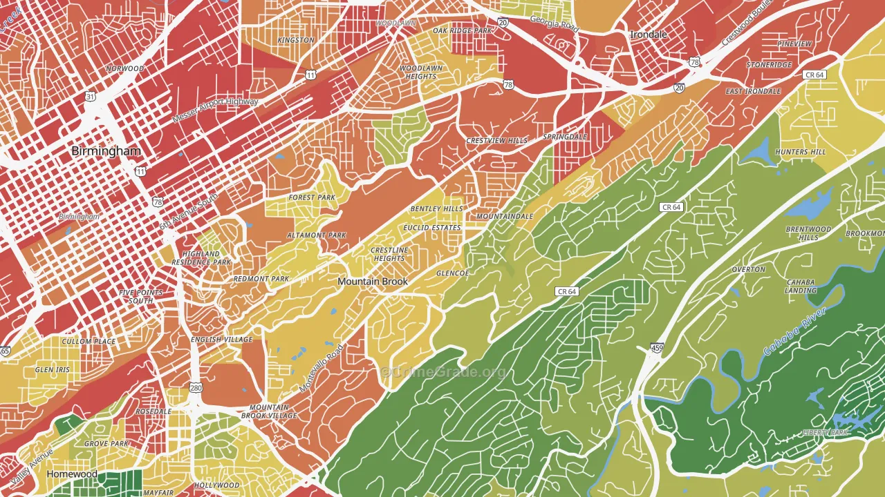 35213, AL Map of Theft Rates