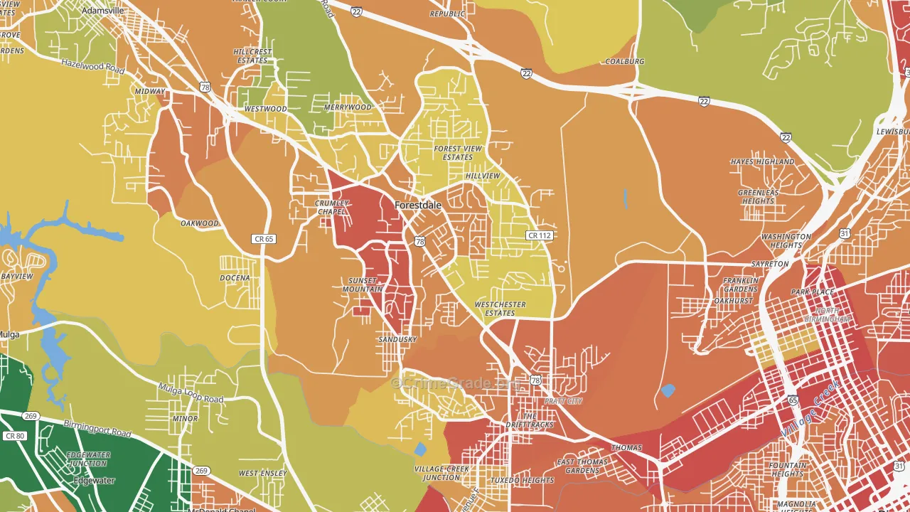 35214, AL Map of Theft Rates