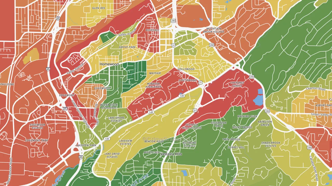 35229, AL Map of Theft Rates
