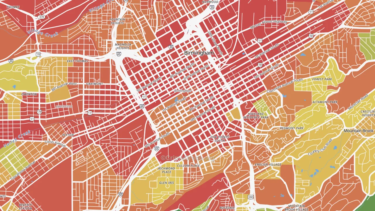 35233, AL Map of Theft Rates