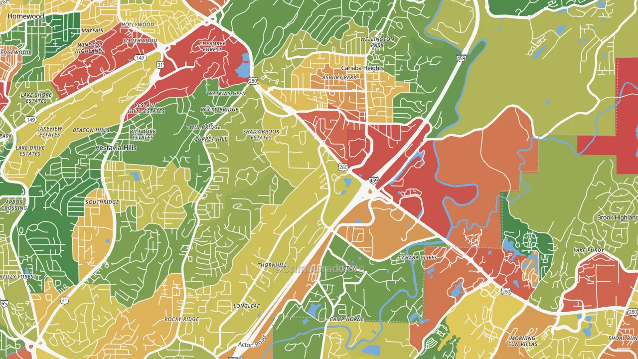 35243, AL Map of Theft Rates