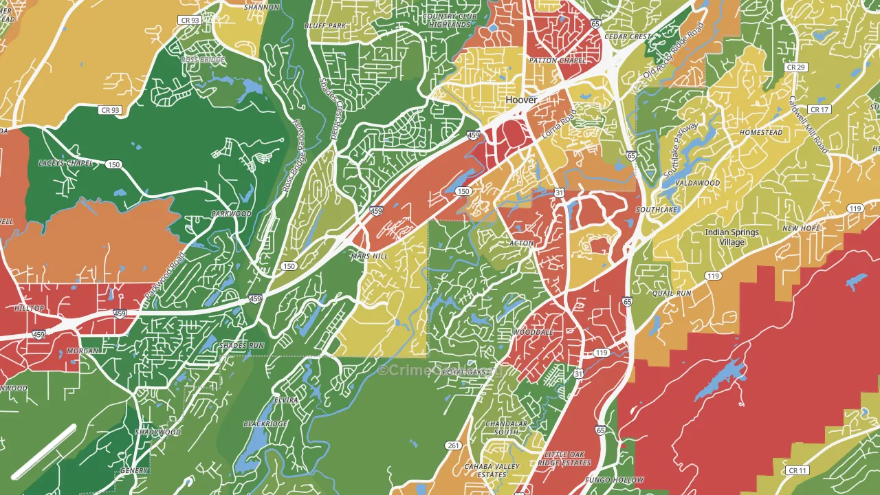 35244, AL Map of Theft Rates