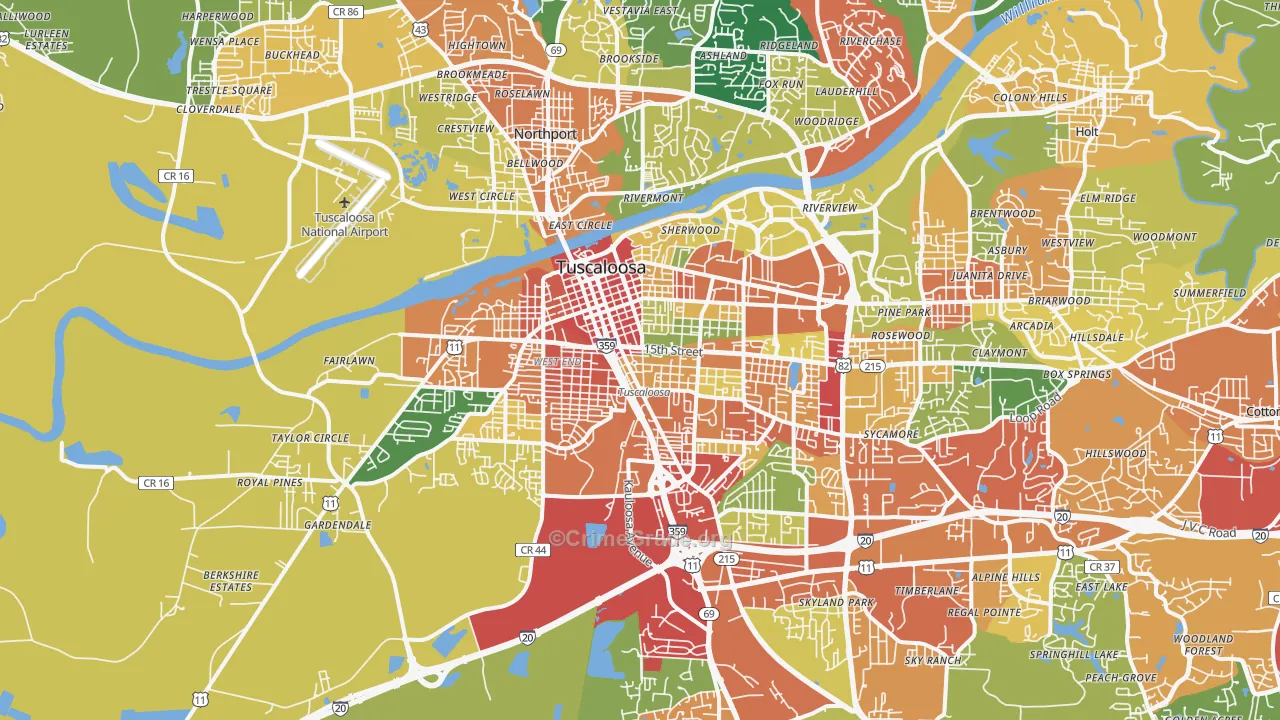 35401, AL Map of Theft Rates