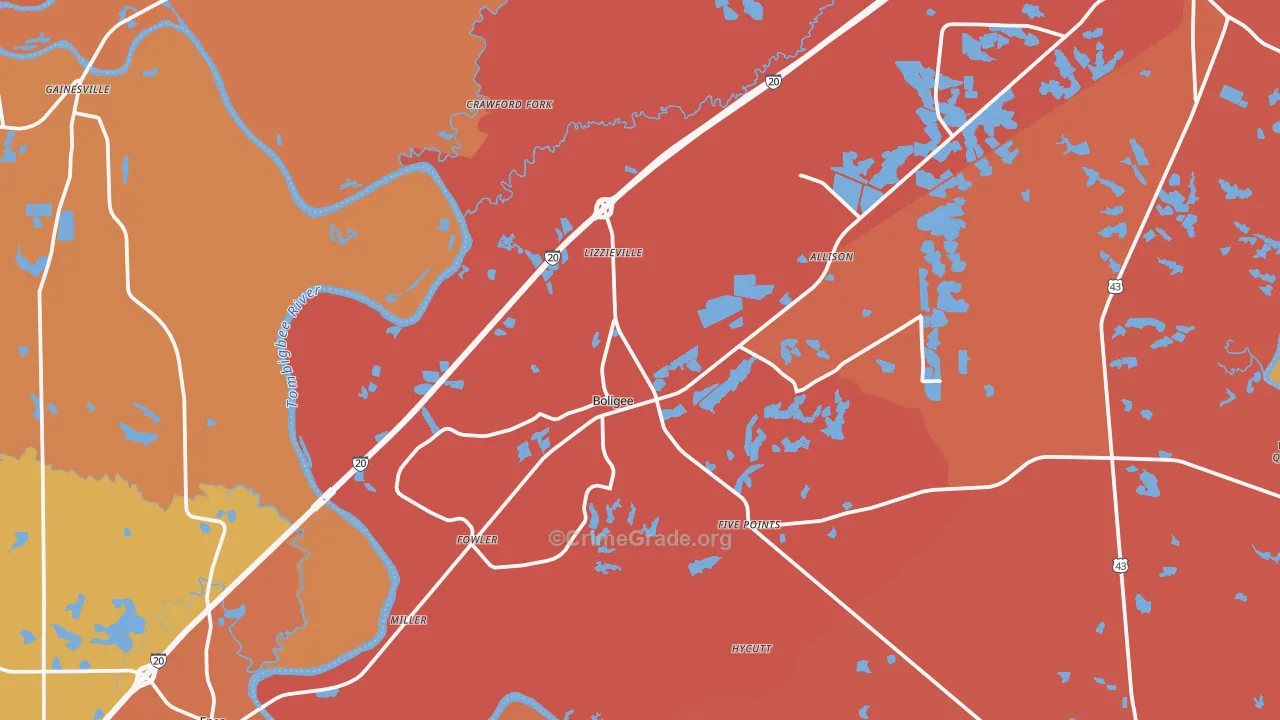 35443, AL Map of Theft Rates