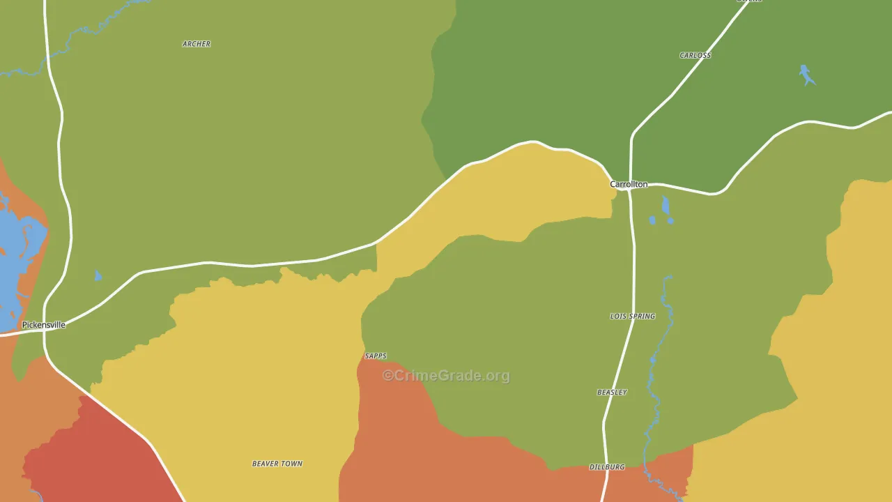 35447, AL Map of Theft Rates