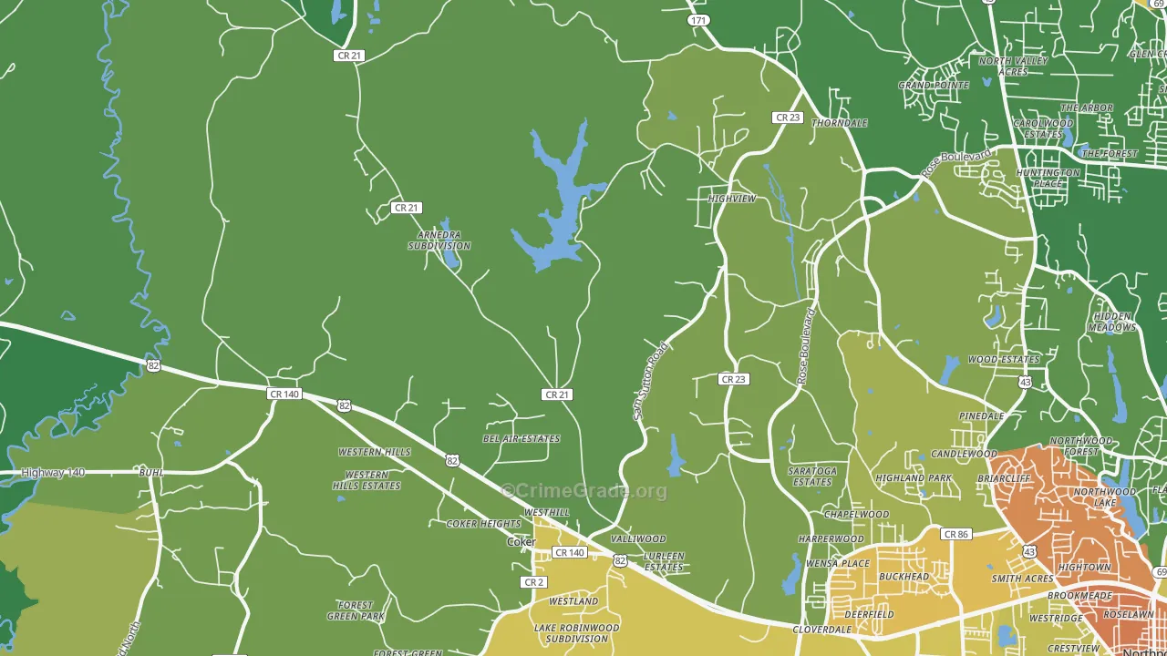35452, AL Map of Theft Rates