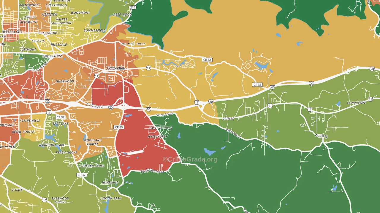 35453, AL Map of Theft Rates