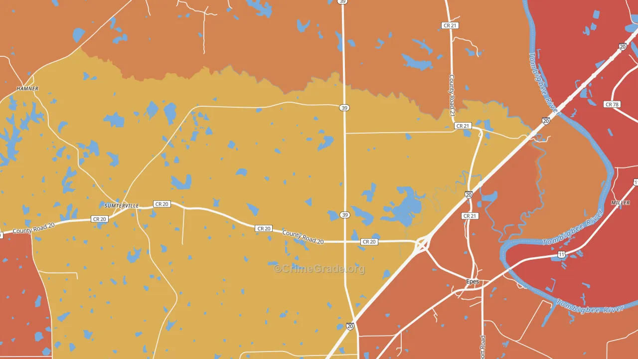 35460, AL Map of Theft Rates