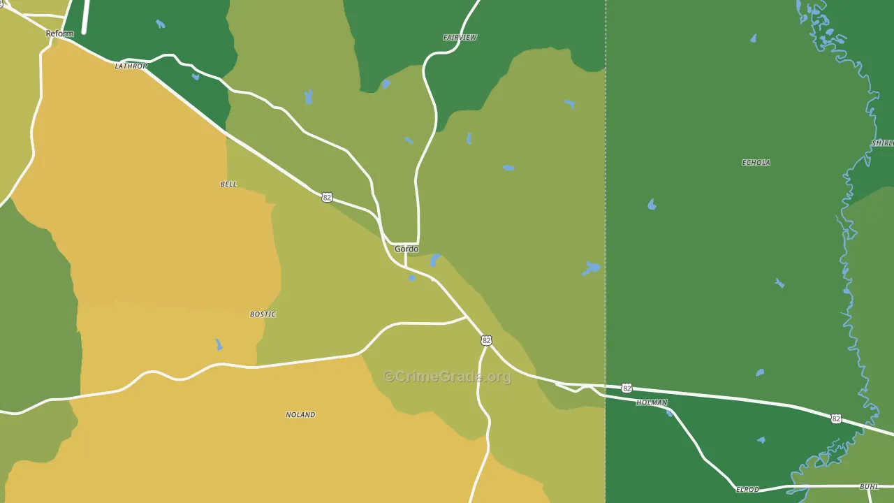 35466, AL Map of Theft Rates