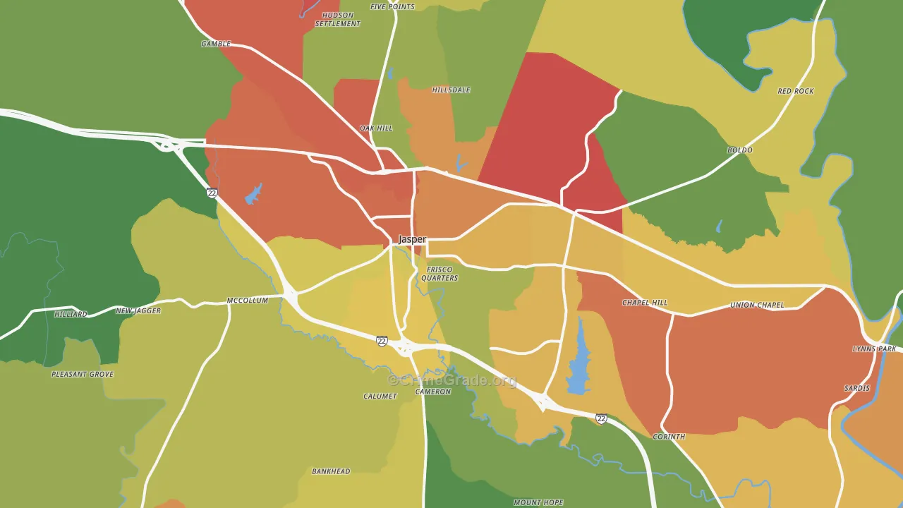 35501, AL Map of Theft Rates