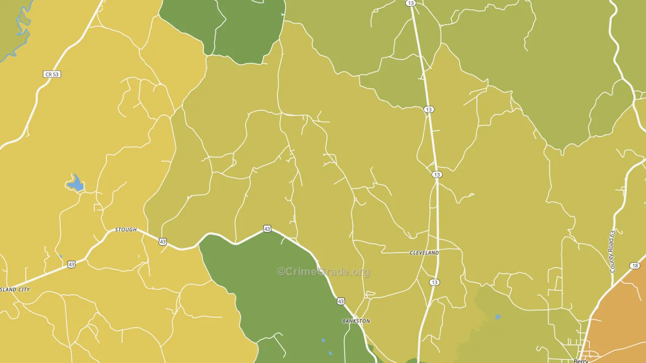 35542, AL Map of Theft Rates