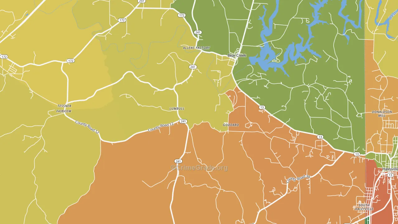 35543, AL Map of Theft Rates