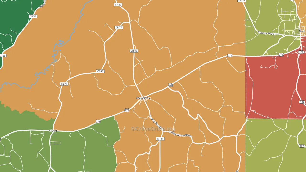 35544, AL Map of Theft Rates