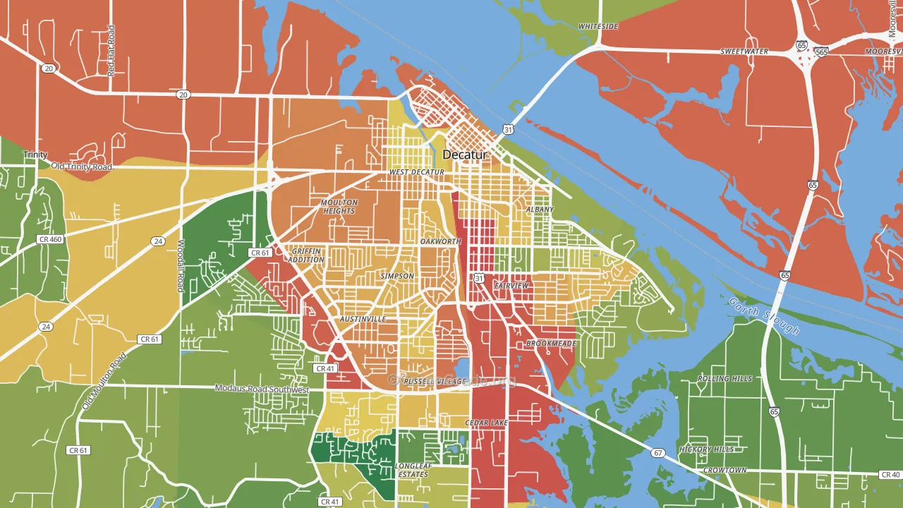 35601, AL Map of Theft Rates