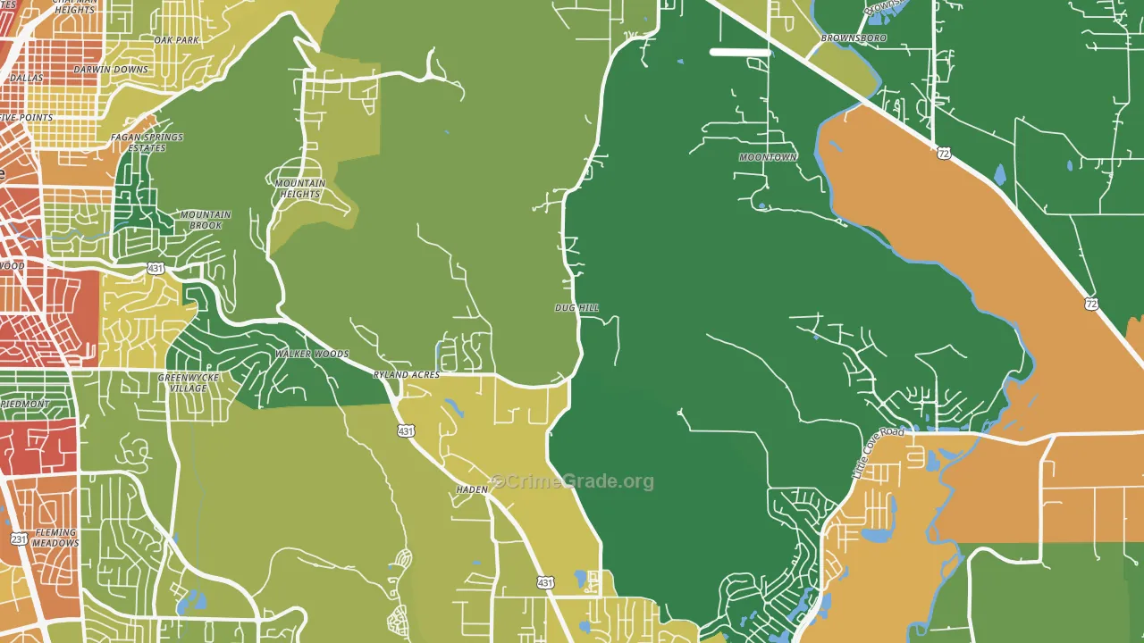 35741, AL Map of Theft Rates