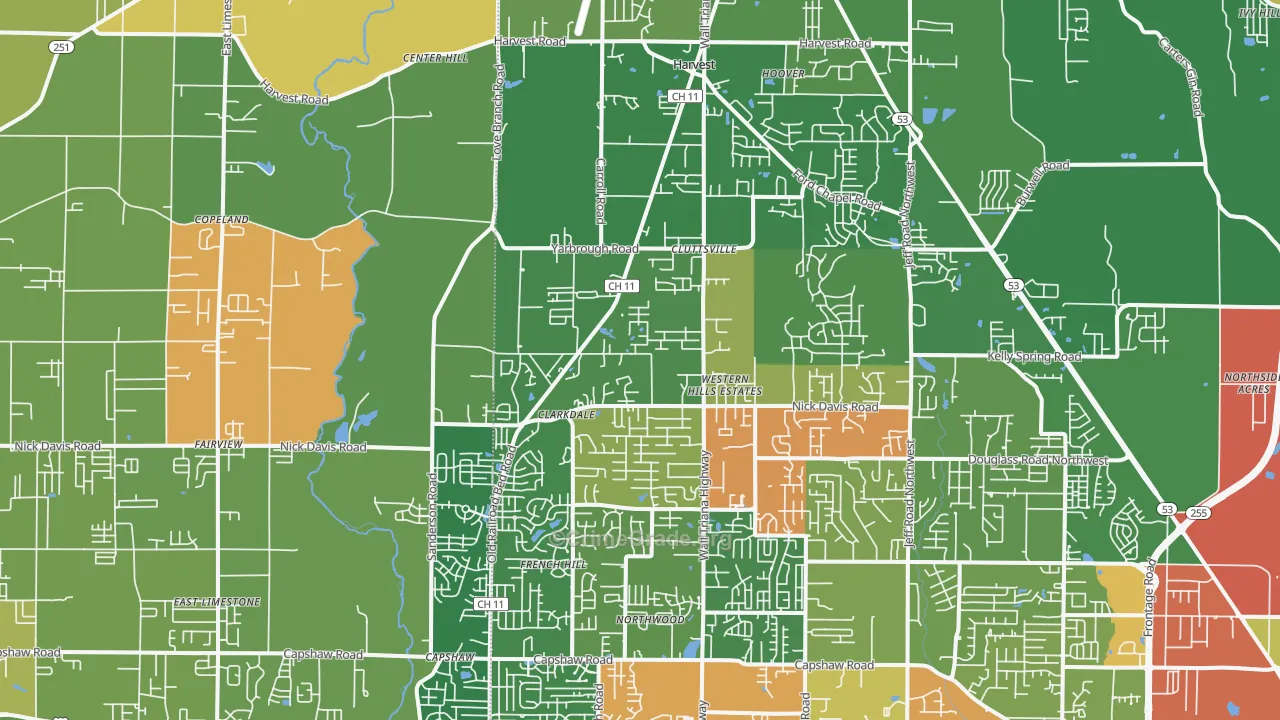 35749, AL Map of Theft Rates