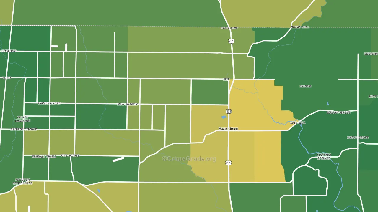 35750, AL Map of Theft Rates