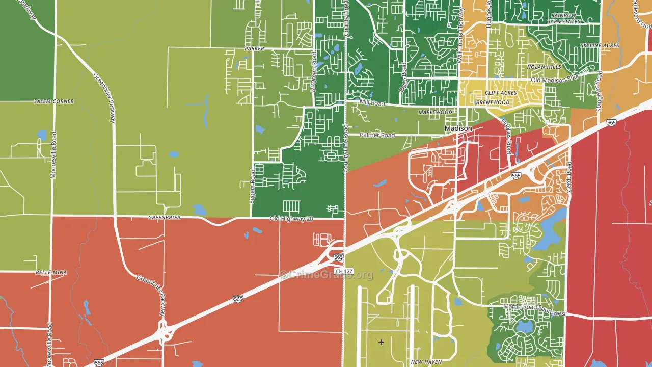 35756, AL Map of Theft Rates