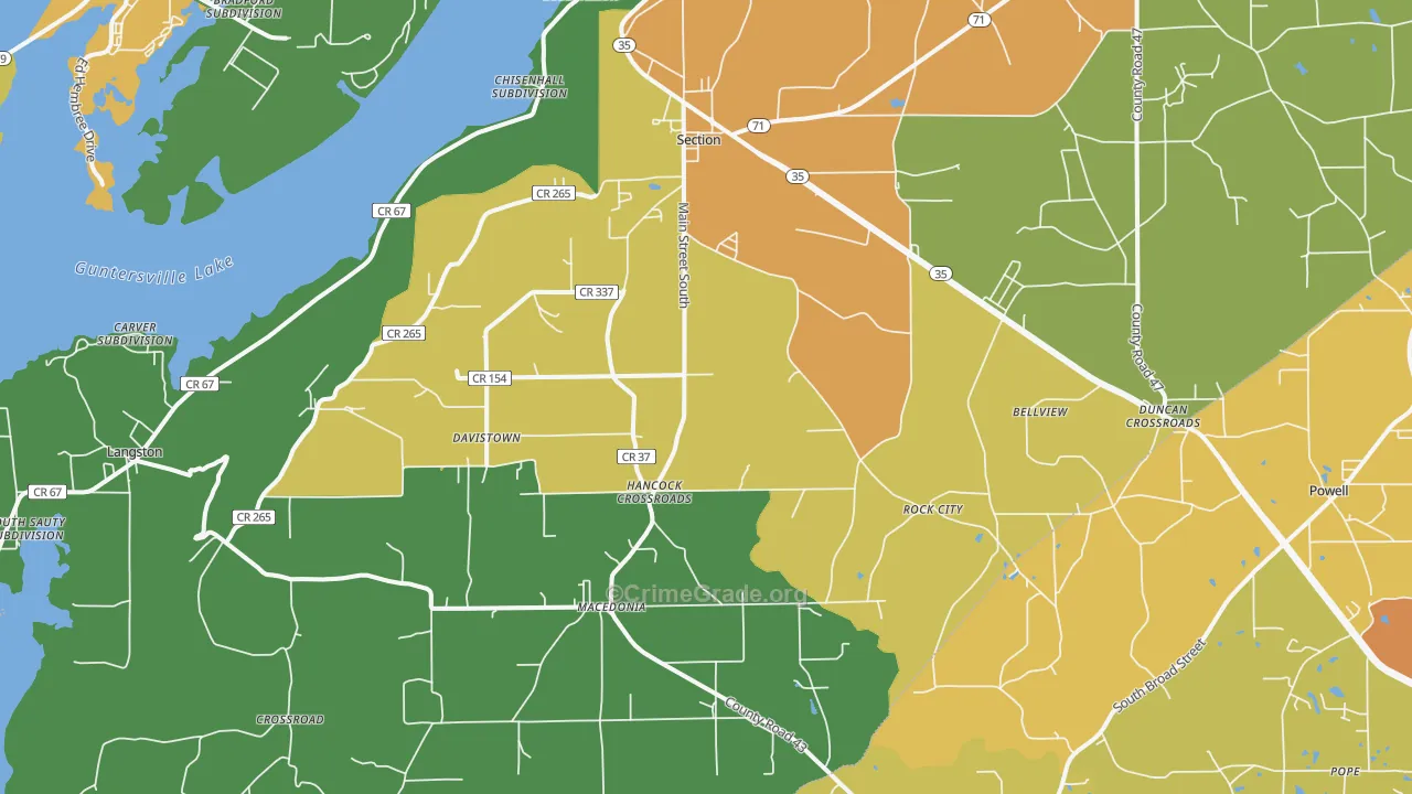 35771, AL Map of Theft Rates